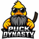An image of a cartoon duck with beard, sunglasses, and hockey sticks above 'Puck Dynasty' text logo.