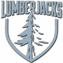 A logo featuring a silhouette of a tree with the word Lumberjacks over top.
